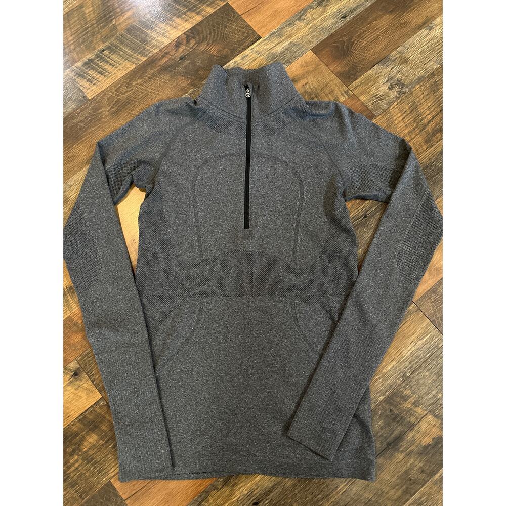 Lululemon Swiftly Tech 1/2 Zip Pullover Heathered Black Size 8